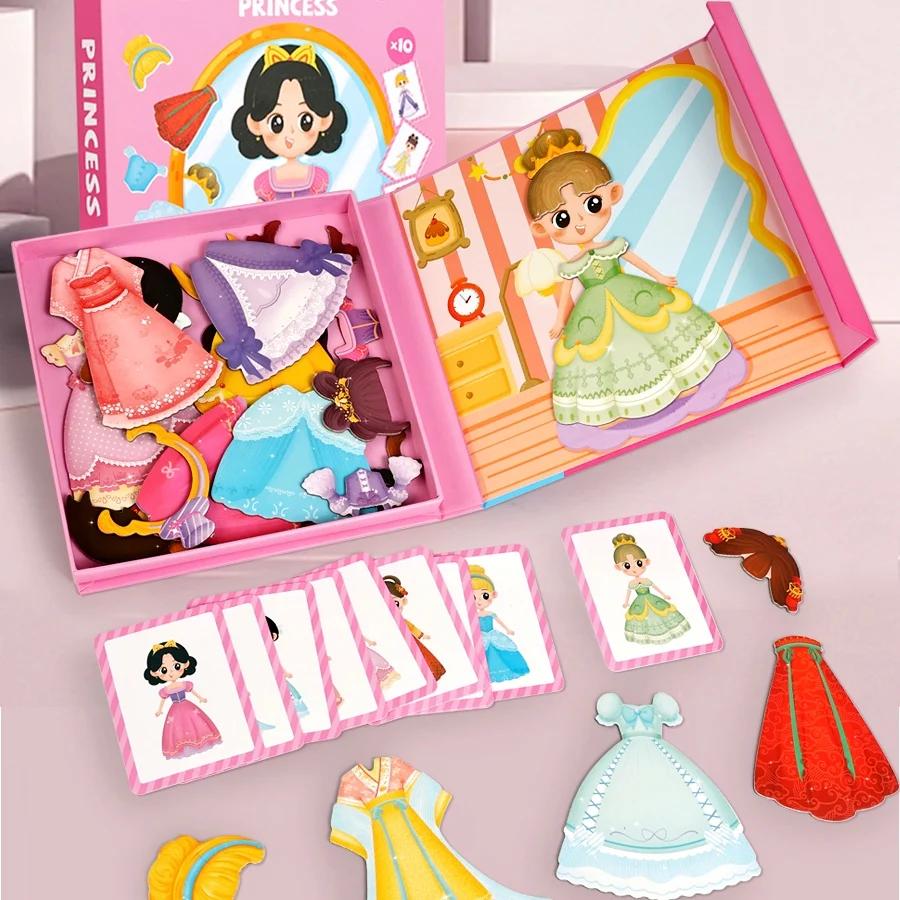 Magnetic Dress-Up Puzzle Toy, Children's Educational Fun Game, Princess Dress-Up Scene, Travel-Friendly, Suitable as a Gift for Girls