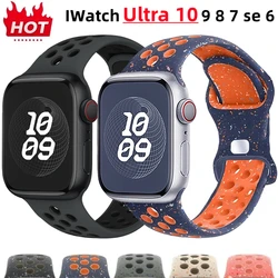 Strap For Apple Watch Band 46mm 44mm 49mm 45mm 40mm 41mm 38 42mm correa Breathable bracelet iwatch series 10 8 SE 7 6 5 9 Ultra