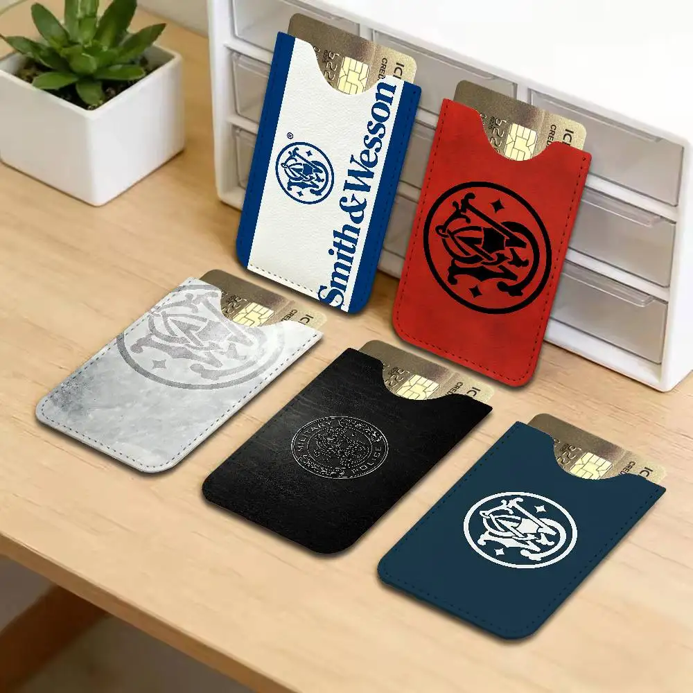 GUN Smith Wesson Lightweight Leather Card Holder Palm Pattern Protective Cover for Bus Card ID Card Compact Size