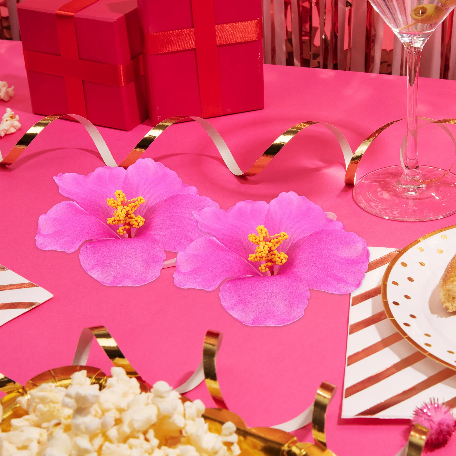 

10Pcs Faux Hibiscus Flowers Long-Lasting Simulation Bloom for Tropical Party Decoration Outdoor Events Hawaiian Theme