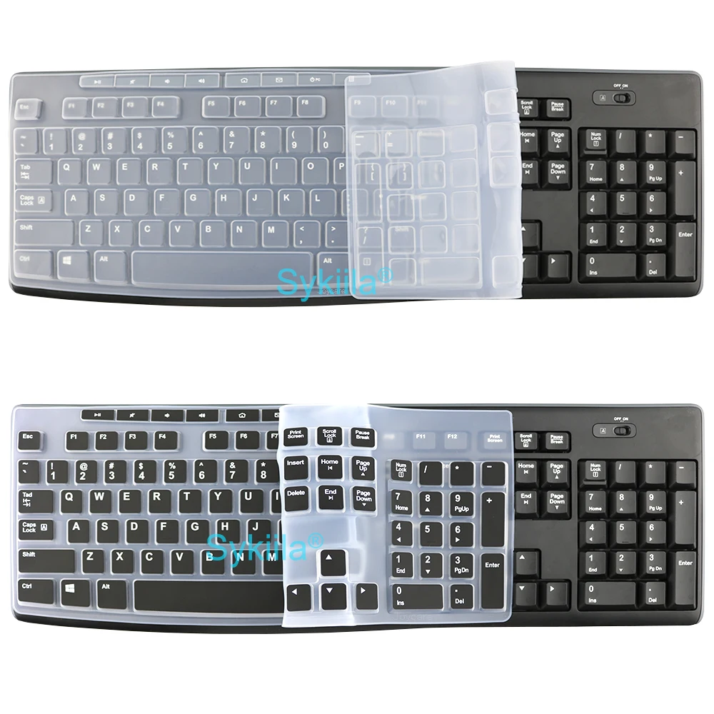 Keyboard Cover for Logitech K200 MK200 K260 MK260 K270 MK270 K275 MK275 K295 MK295 Wired Black Silicone Protector Skin Case Film