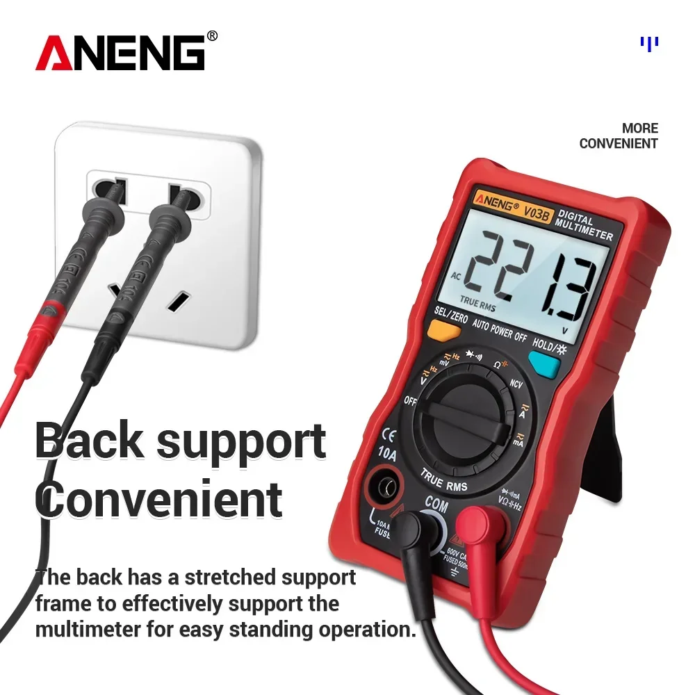 ANENG V03B True RMS Digital Professional Multimeter 4000 Counts multimetro Meter Auto AC/DC Transistor Ampere Tester