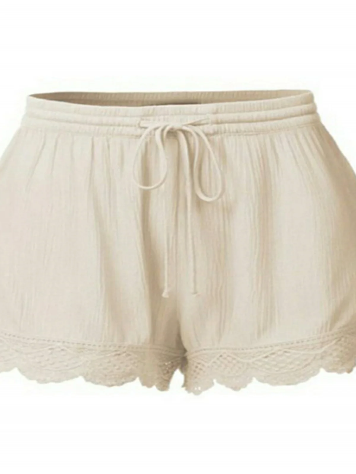 Pantaloni ort casual a vita alta da donna Pantaloni estivi con lacci color fibra di poliestere Pantaloni a gamba dritta Pantaloni versatili a vita alta