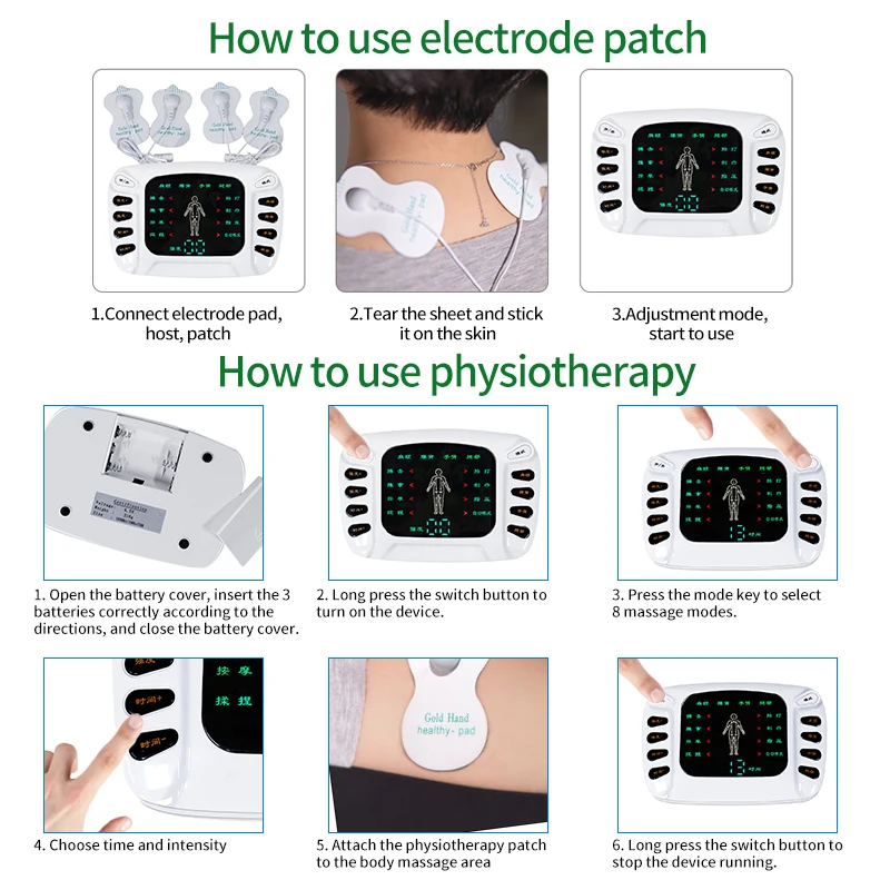 Full Body Tens Acupuncture Electric Therapy Massager Meridian Physiotherapy Muscle Stimulator Apparatus Slimming Healthy Care
