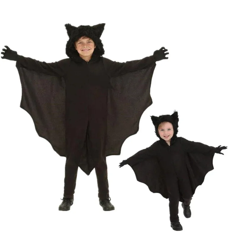 

Halloween Children's Bat Role-playing Costume Set Boy Girl Anime Superhero Hooded Party Outfit Polyester Fiber