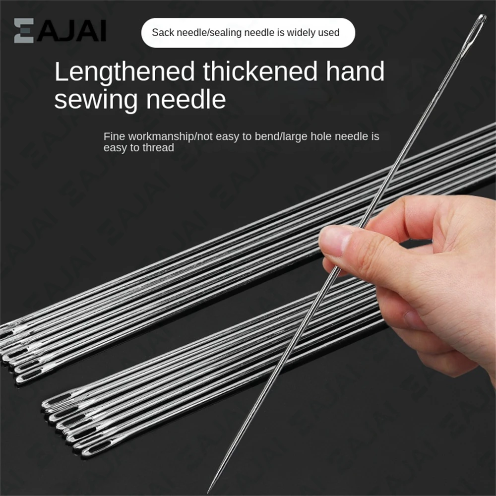 Eajai 5Pcs Silver Tone Steel Hand Long Sewing Needles 25cm /32cm Long agulhas Pinas Set