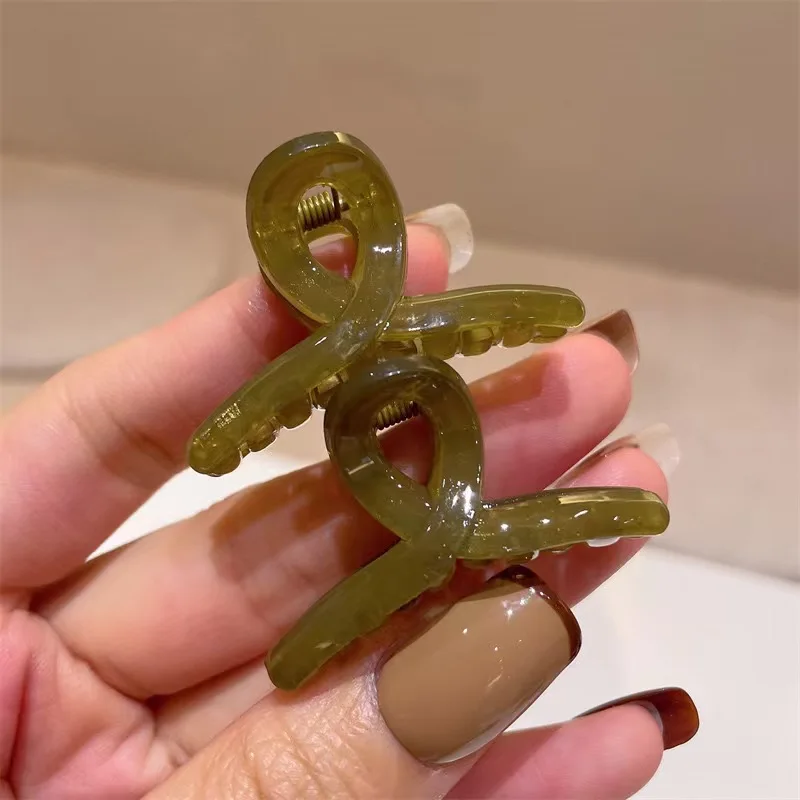 Simple And Sweet Cross-Grip Half-Tied Small Jelly-Colored Hair Clip For Broken Hair image 3