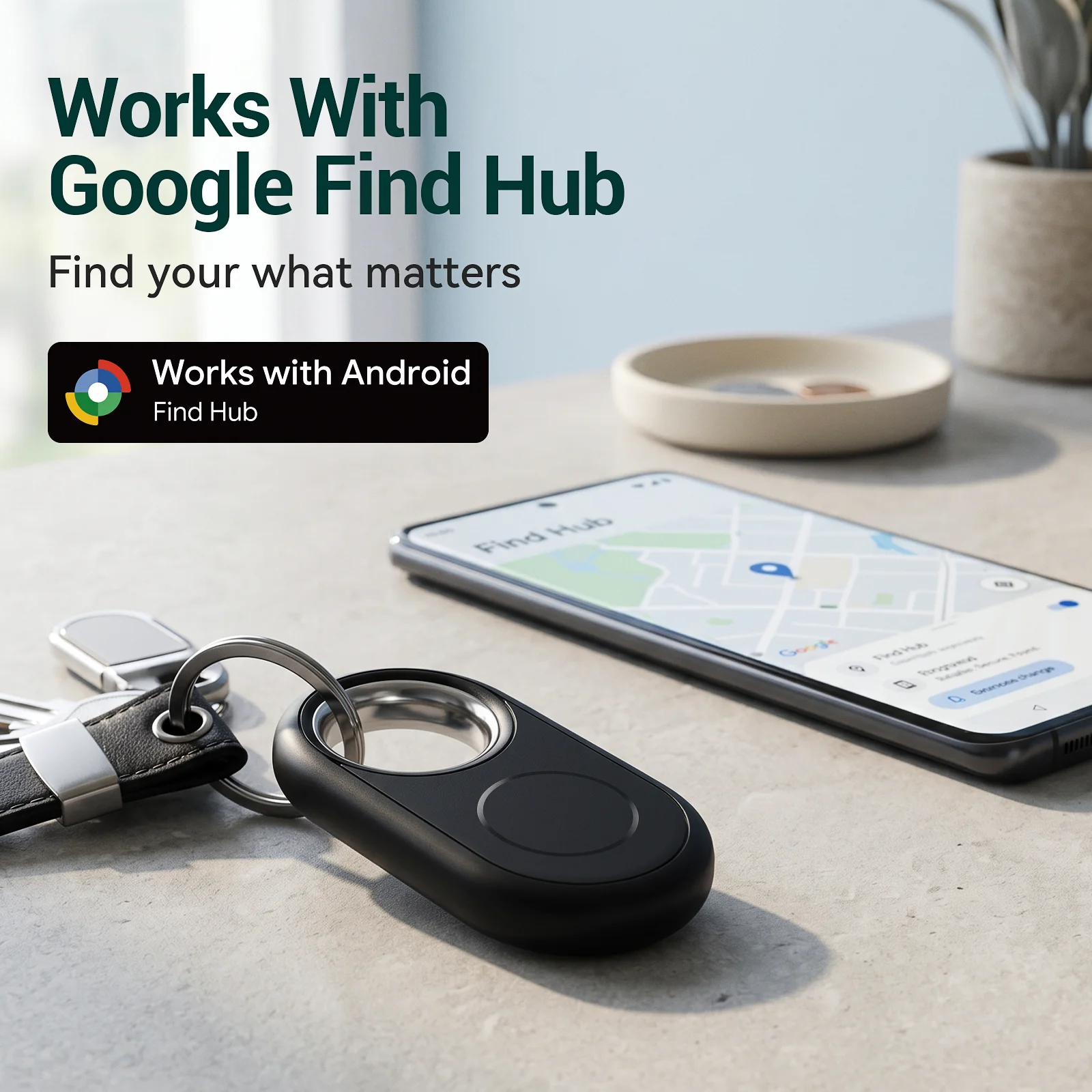 4er-Pack GPS-Tracker Kompatibel mit Google Find Hub App Standortbestimmung Autoschlüssel Anti-Verlust-Finder für Pixel Xiaomi Moto GMS – Detail 1