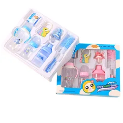 New 8-piece Gift Box Creative Cute Cartoon Baby Standard Caliber 280ml Bottle Brush Cleaning Toys and Other Sets