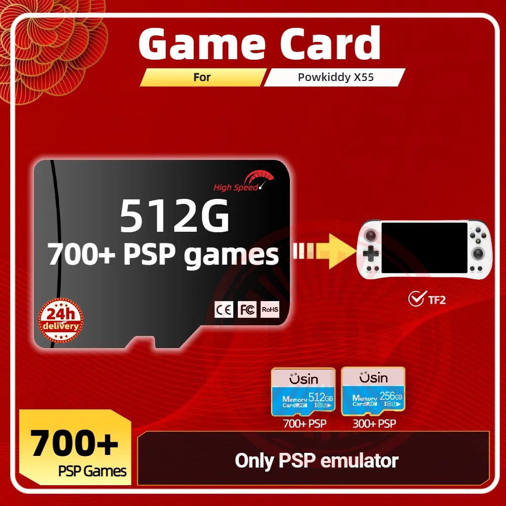 

PSP PS1 Game Card For Powkiddy X55 Memory TF Plug&Play Pre-install Retro Games SD Gaming portable High Speed Card 512G 256G 128G