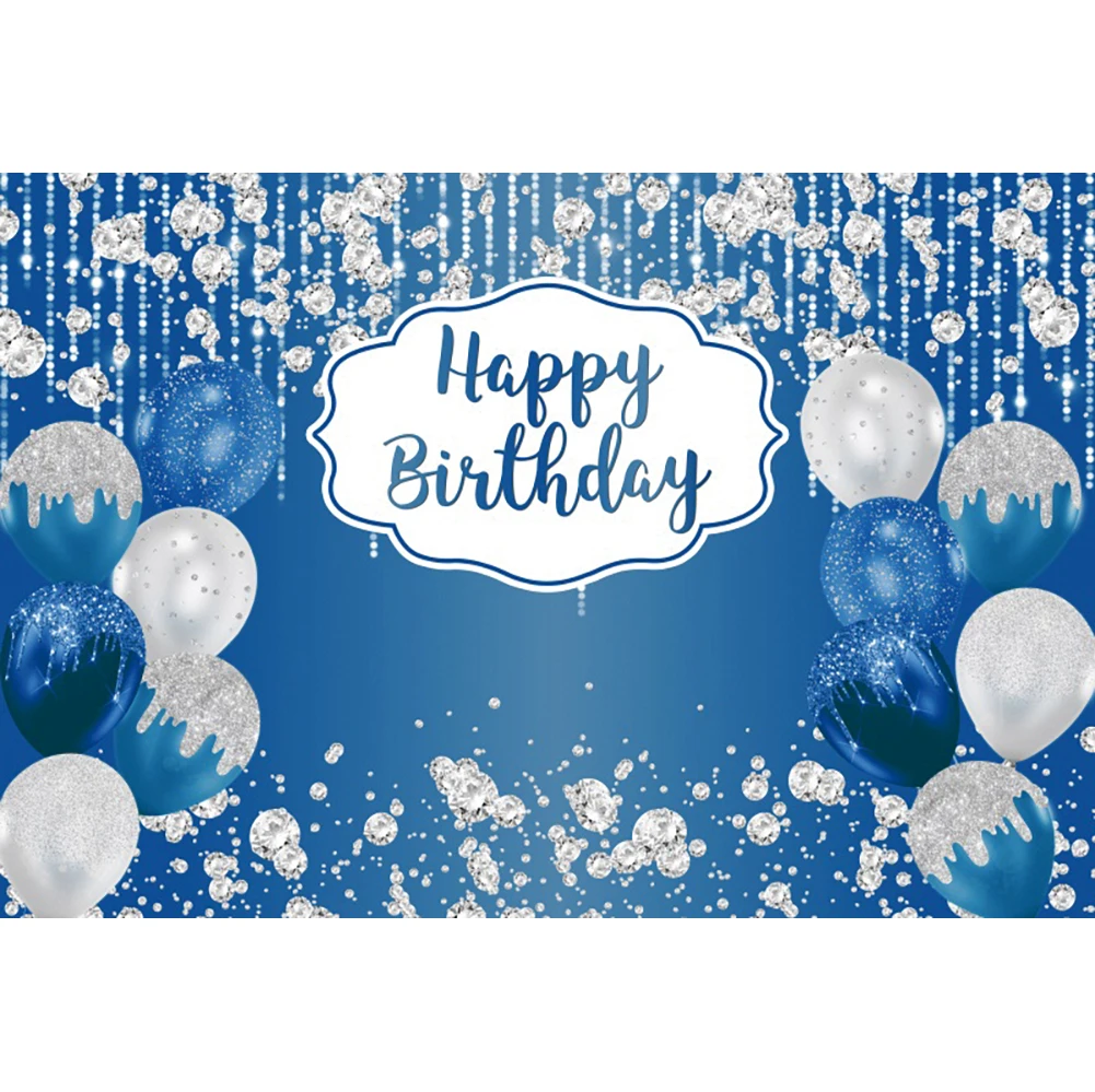 حفلة عيد ميلاد سعيد التصوير خلفية بالون الأزرق بريق النقاط الطفل التصوير الفوتوغرافي ديكور خلفية استوديو الصور