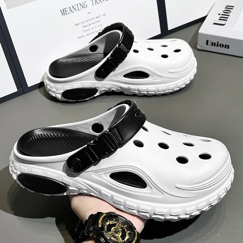 Summer Men's Thick Soled Non-Slip Breathable Toe-Cap Sandals Casual Beach Slippers