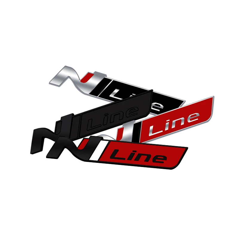 N LINE Grille Emblem For Hyundai Elantra I20 I30 Accent Kona Tucson Sonata Veloster Cover Decoration Rear Trunk Metal Stickers