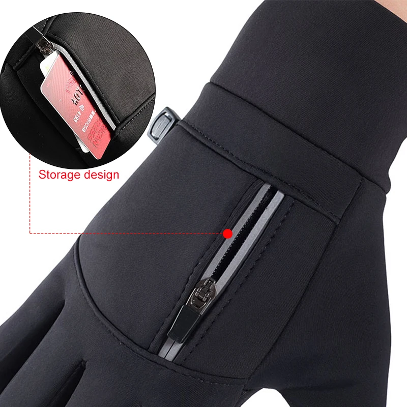 Guantes de invierno para ciclismo con pantalla táctil, impermeables, para deportes al aire libre, motocicleta, forro polar térmico cálido, correr,