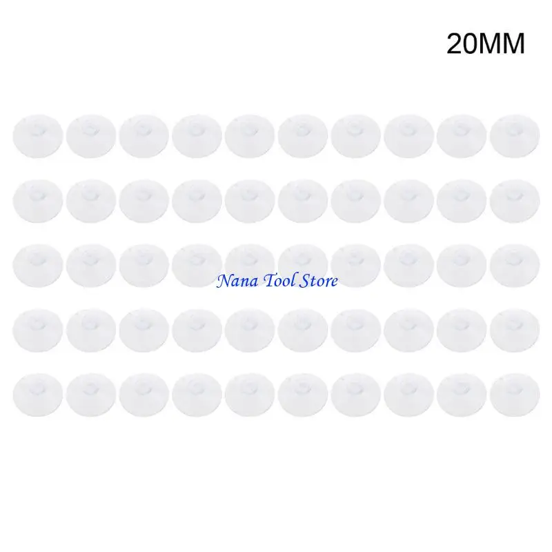31GJ 50 Pcs Transparent Mushroom Suction Cups Without Hooks Mini Sucker Hanger Pads Reusable Plastic Sucker Easy to