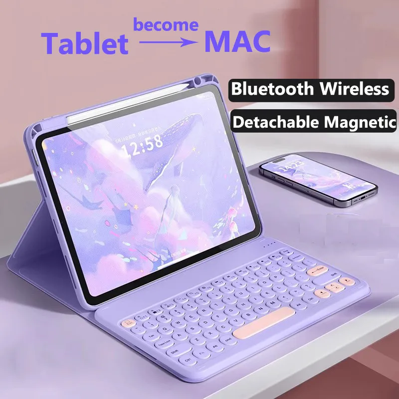 

Чехол с Bluetooth-клавиатурой для Xiaomi Pad 8 8 Pro 11,2 дюйма 2025 MiPad 7 Pro 7 11,2 дюйма 6 5 Pro 5 11 дюймов съемный беспроводной чехол