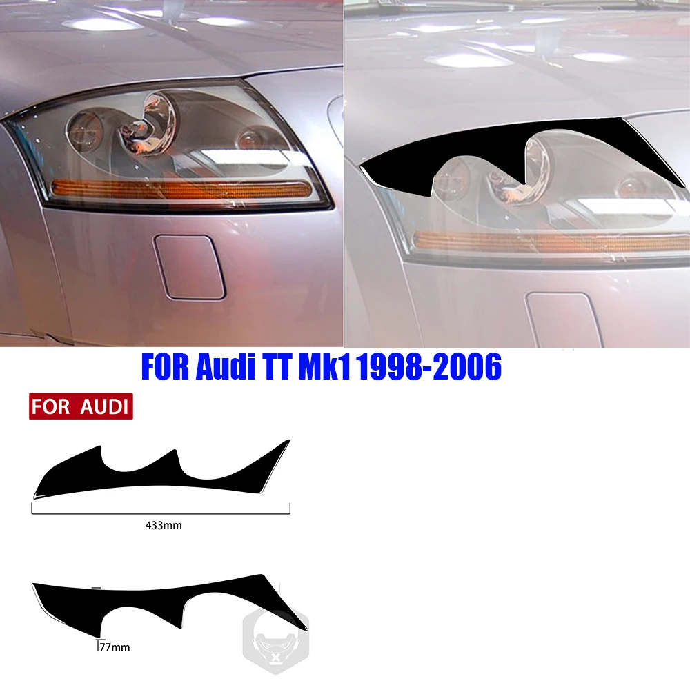 

Для Audi TT Mk1 1998-2006 2 шт. глянцевые черные автомобильные передние фары для бровей век наклейка крышка лампы отделка кузова комплекты