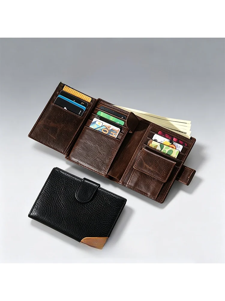 men's-retro-top-layer-cowhide-leather-wallet-large-capacity-casual-business-short-style-multi-functional-bifold-money-clip