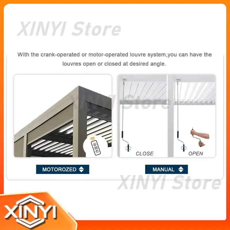 for Louvered Aluminum Pergola for Adjustable Bioclimatic Gazebo for Outdoor Terrace Pavilion for Garden Shade Structure for