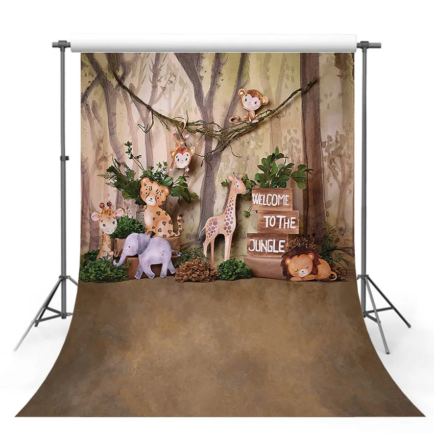 

Mehofond Photography Backdrop Vinyl Safari Forest Animal Photo Background Newborn Birthday Photozone Jungle Wild One Party Prop