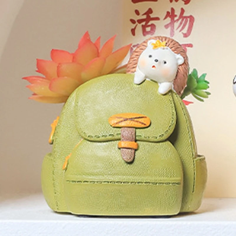 Garden Statues Backpack Hedgehog Flower Pot Mold Unique Pen Holder Resin Molds