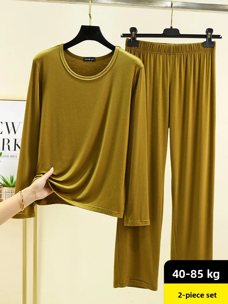 

Modal Long Sve Home Clothes Set Women's Spring Autumn Thin Spwear Simple plus Size Air Conditioner Suit Two Piece Set C...