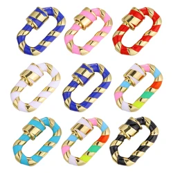 Juya Handmade Decorative Enamel Pendant 18K Gold Plated Spiral Bolt Lock Fasteners Carabiner Clasps For DIY Punk Jewelry Making