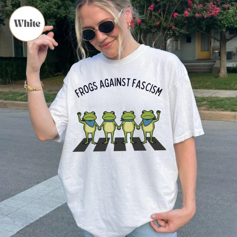 Portland Frog Shirt Peaceful Protest TShirt Men Women Daily Life Casual Crewneck Cotton Tee Tops Activist Resistance Clothing