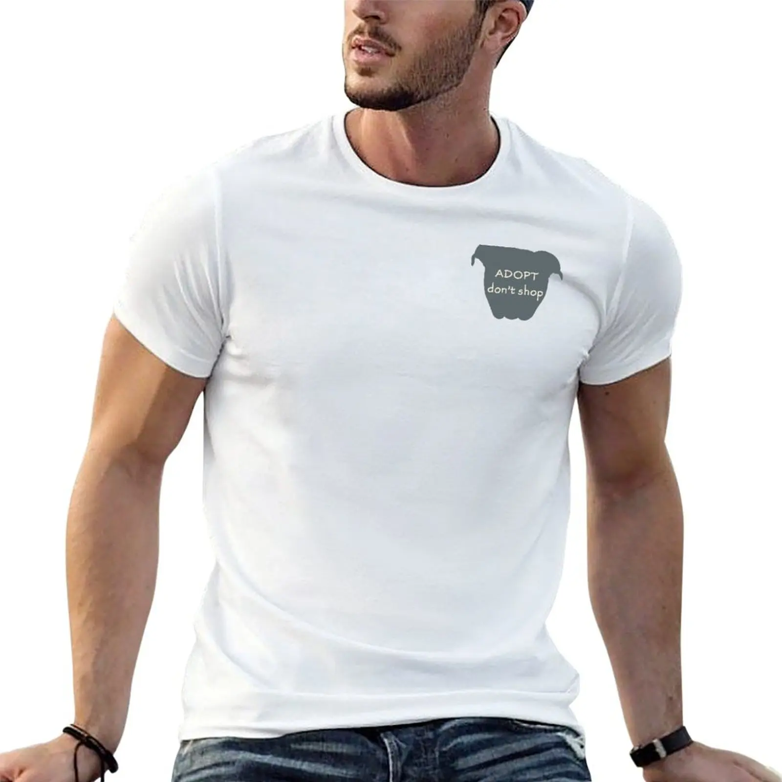 Adopt Don't Shop Pit Bull T-Shirt Simple Casual Short Sleeve Cotton T-Shirt