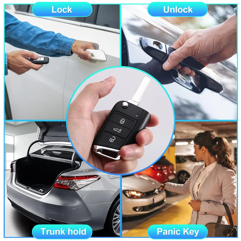 

3 Buttons Car Folding Remote Control Key Shell For VW MBQ Golf Tiguan Width Blade Housing Cover-A54R