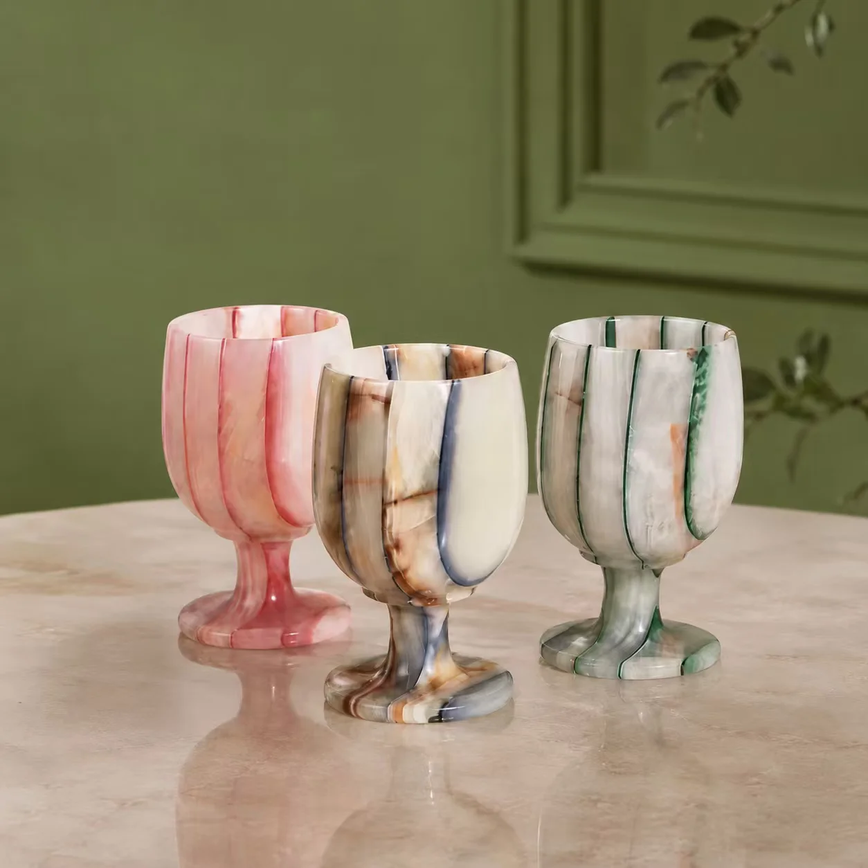 Jade Cup Vase Ornament Sales Office Hotel Clubhouse Art Texture Ornament