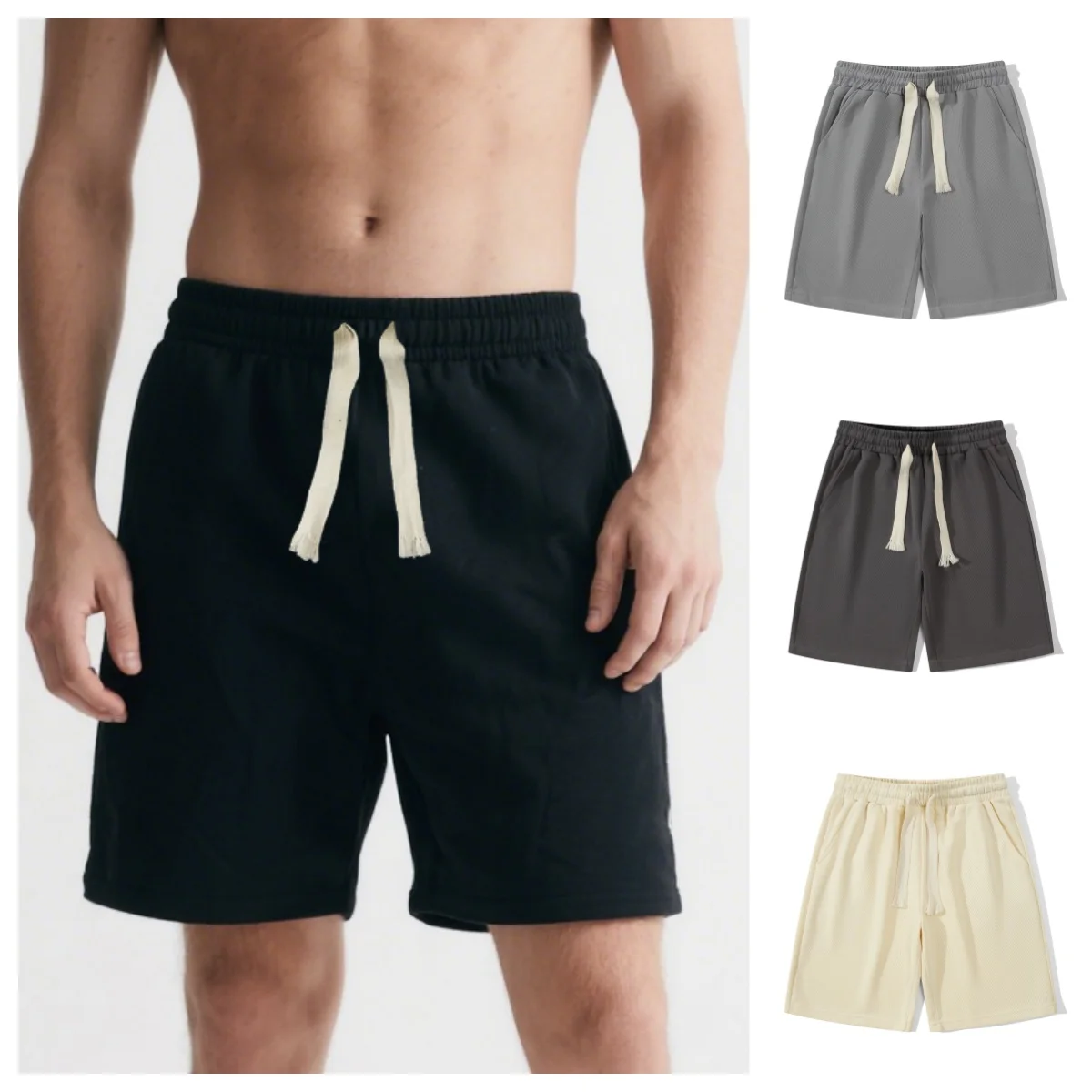 

Summer Men's New Drawstring Shorts Casual Jogger Sweathshorts Casual Classic Workout Gym Running Sports Board Shorts
