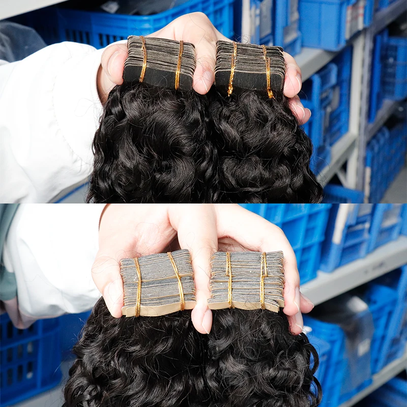 Deep Curly เทปสีดำผู้หญิงบราซิล Virgin Hair Hair Curl เทป Ins Microlinks Microloop ผม