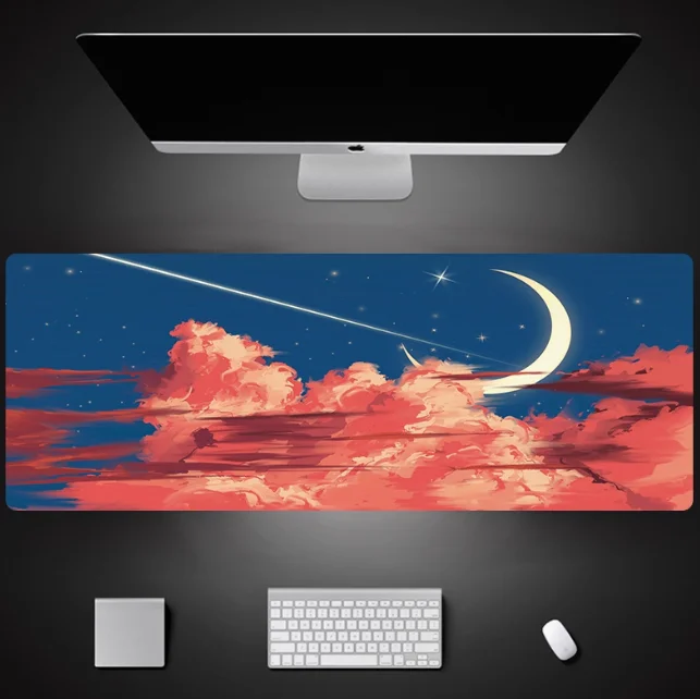 

Oil Painting Landscape Sunset Mouse Pad Super Large Thicker Laptop Desk Customization Natural Rubber Laptop Office Table Gamer