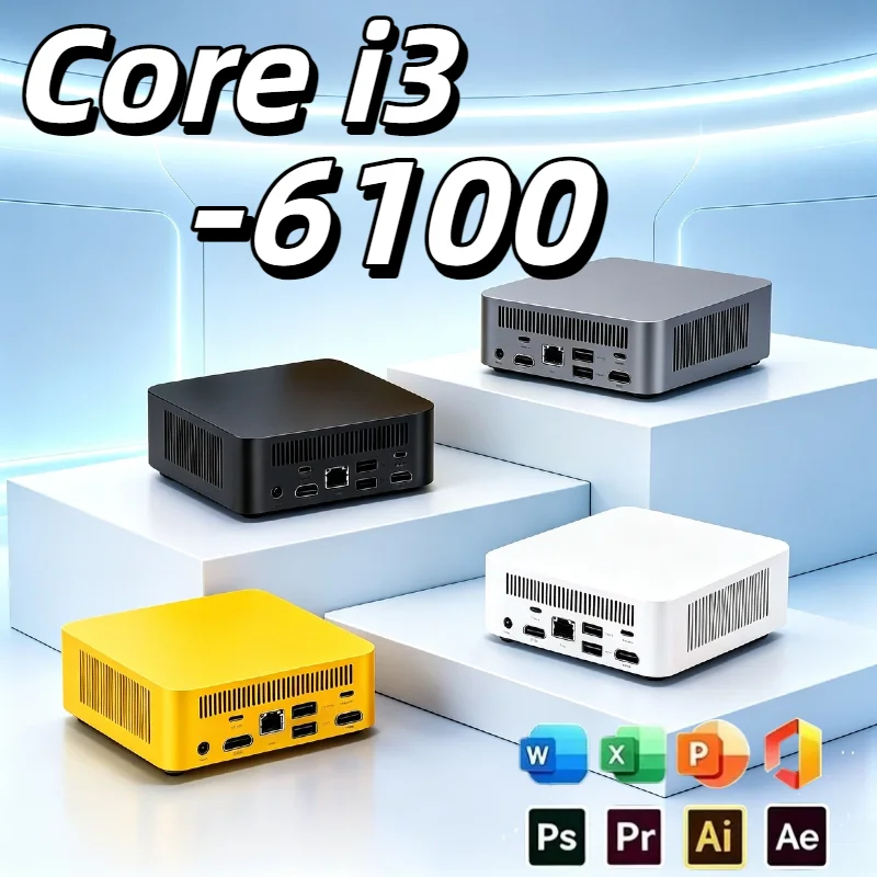 2026 Intel Core I3-6100 Mini PC 16GB RAM 1/2TB SSD Small Pocket Computer WIFI6 BT5.2 4K Desktop PC Gaming Computer