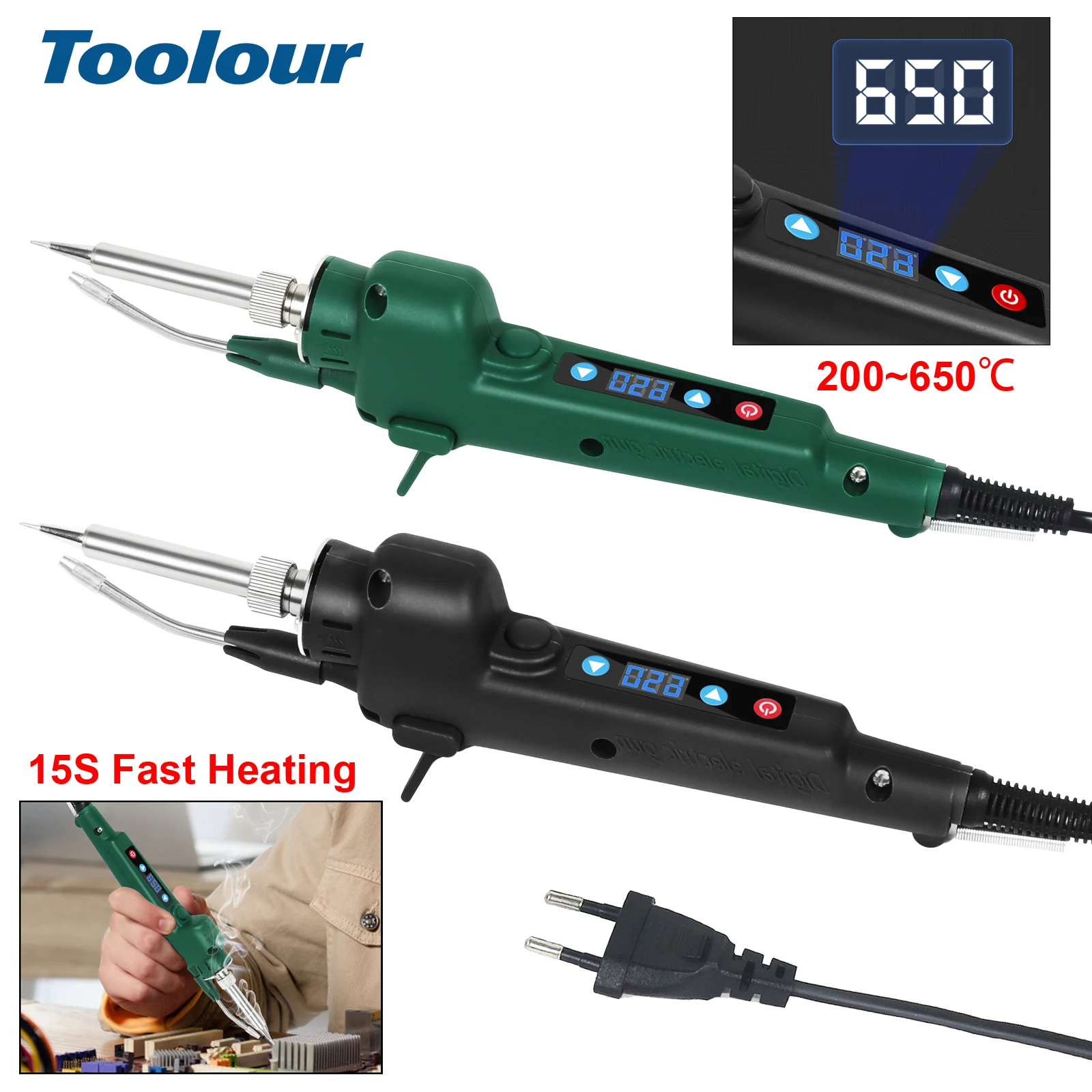 

Комплект цифрового паяльника Toolour, 80 Вт, быстрый нагрев, электрический паяльник с автоматической подачей и регулируемой температурой для ремонта печатных плат