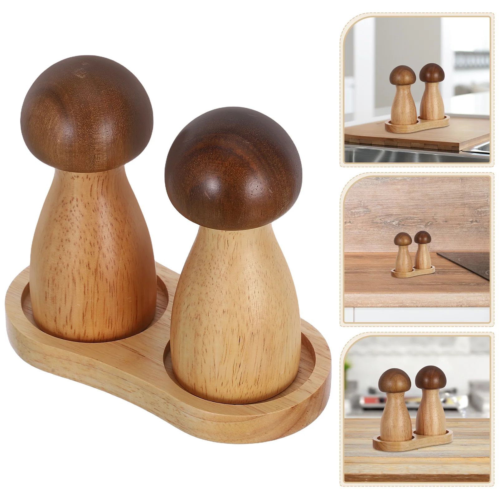 

1 set 1 Set Wooden Pepper Grinder Manual Refillable Mushroom Shape Seasoning Mill Kitchen Gadget For Salt Pepper Practical Salt