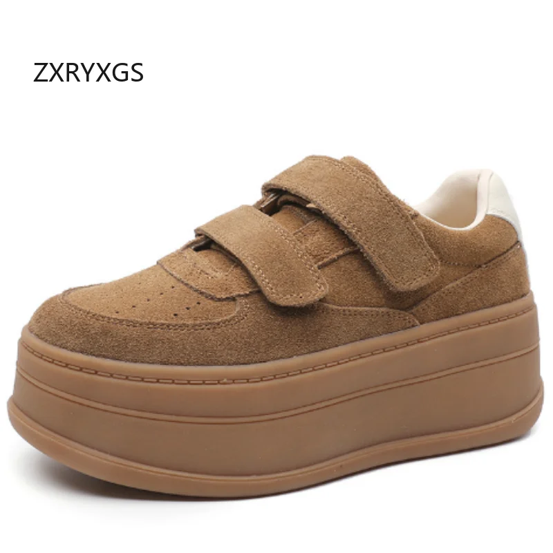 

ZXRYXGS Premium Cow Suede Full Genuine Leather Shoes Platform Height Increasing Sneakers Casual Shoes 2025 Autumn Trendy Shoes
