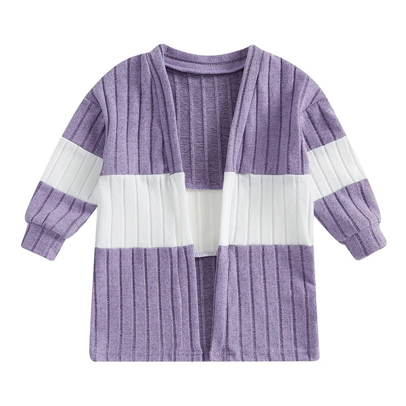 

Kids Baby Warm Cardigan Lightweight Contrast Color Open Front Long Sleeve Jacket for Infant Spring Fall Outwear