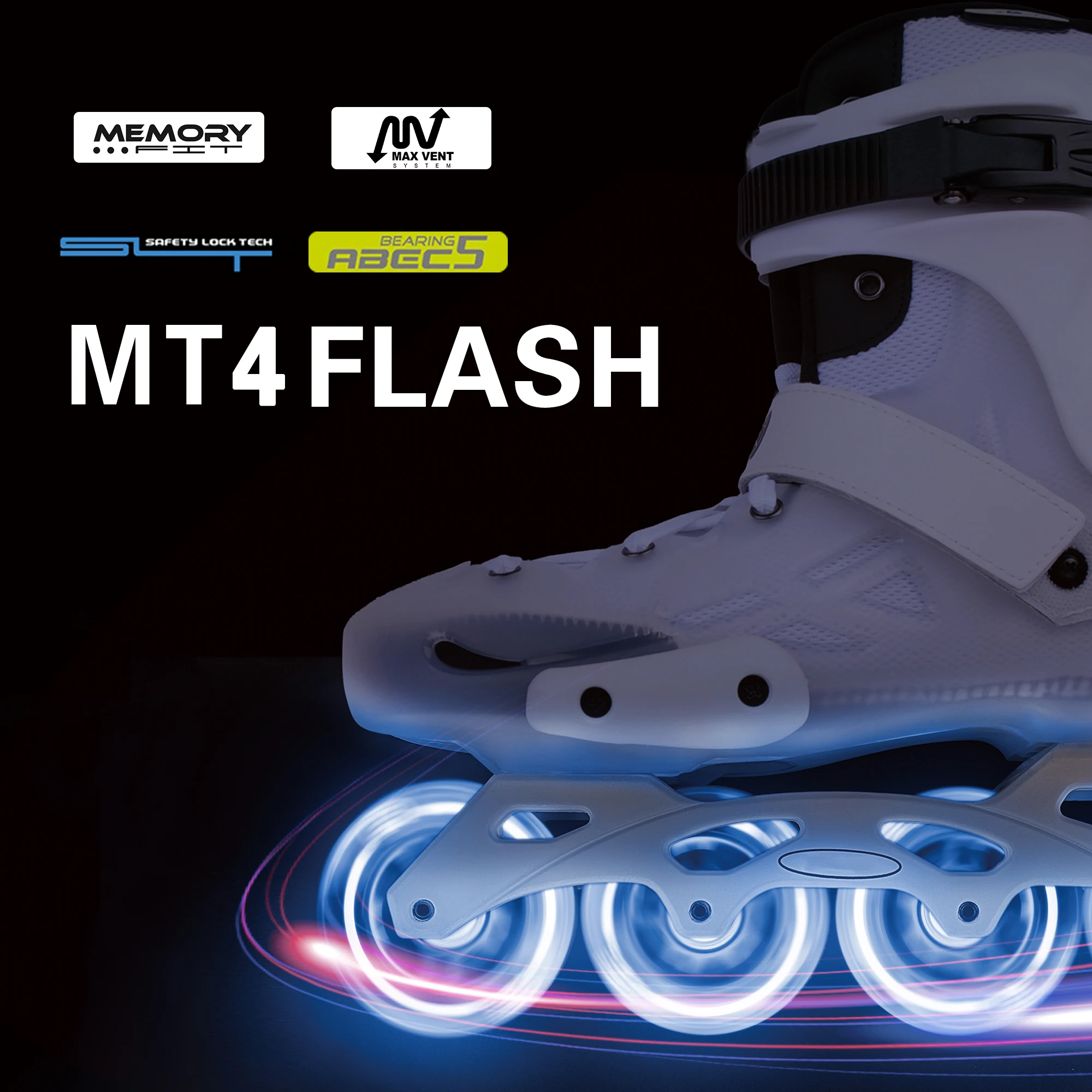 Micro Skate MT4 FLASH- Recreational and Urban InlineSkates for Beginners Men and Women,76/80 85A FLASH Wheels,12+ Beginner