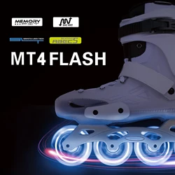 Micro Skate MT4 FLASH-Inlineskates recreativos e urbanos para iniciantes, 76/80 rodas flash 85a, 12 + iniciante