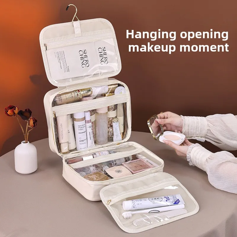 Multi Layer  Waterproof Hanging Makeup Brush Bag Large Capacity Portable Travel Dustproof Cosmetic Organizer Storage Handbag