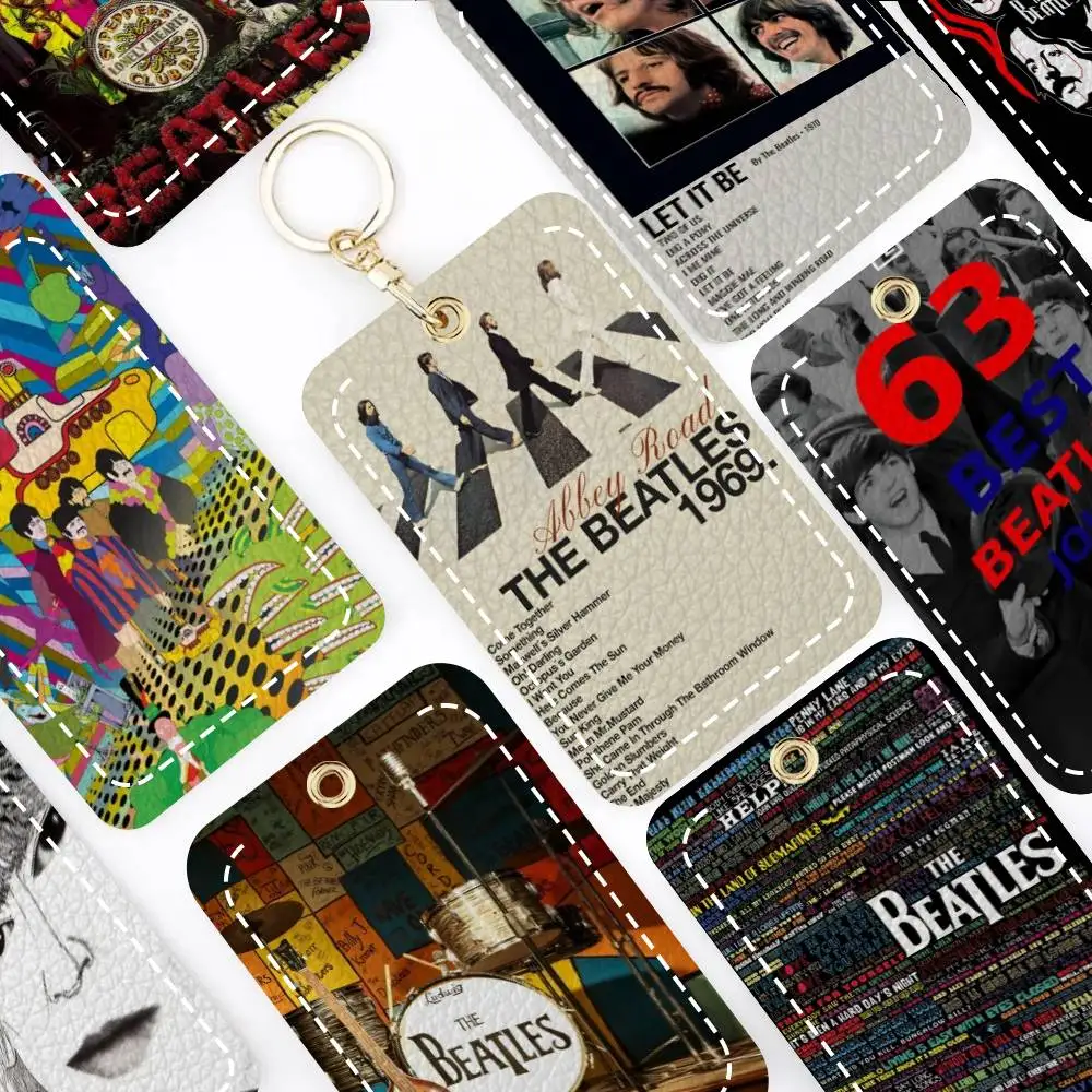 

Famous Rock Band The B-B-Beatles-es Card Holde Applicable To Credit Bus Card Soft Leather Rectangular Keychain Protective Cover
