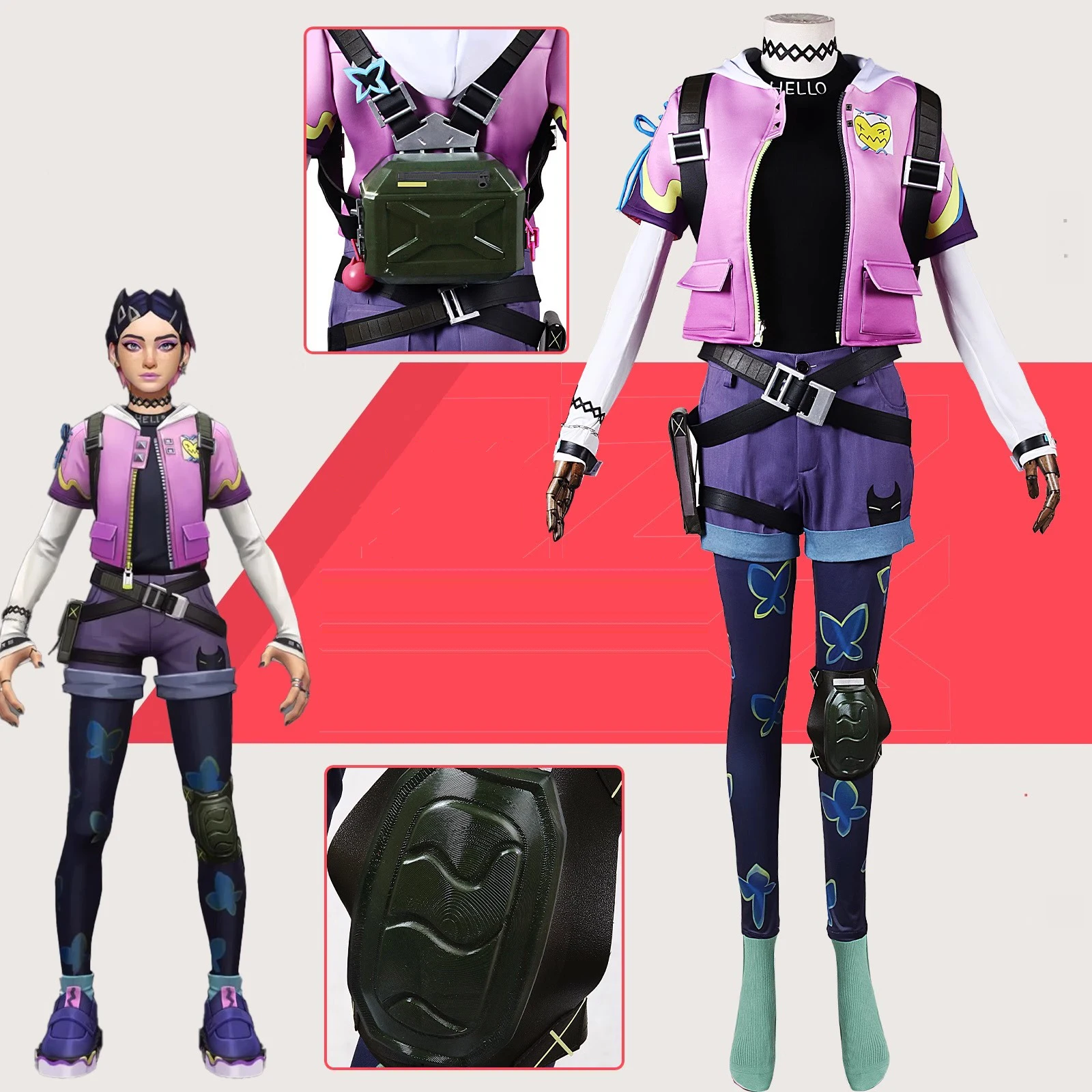 Clove Lilac Full Set Cosplay Costume for Women - Dusk Butterfly Character Outfit with Wig Shoes Accessories