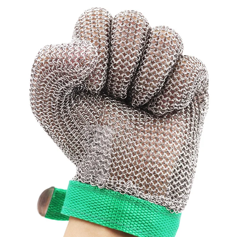 Guantes de malla con anillo de acero inoxidable, protección de manos, anticorte, cuchillo, resistente, cadena, correo, cocina, carnicero