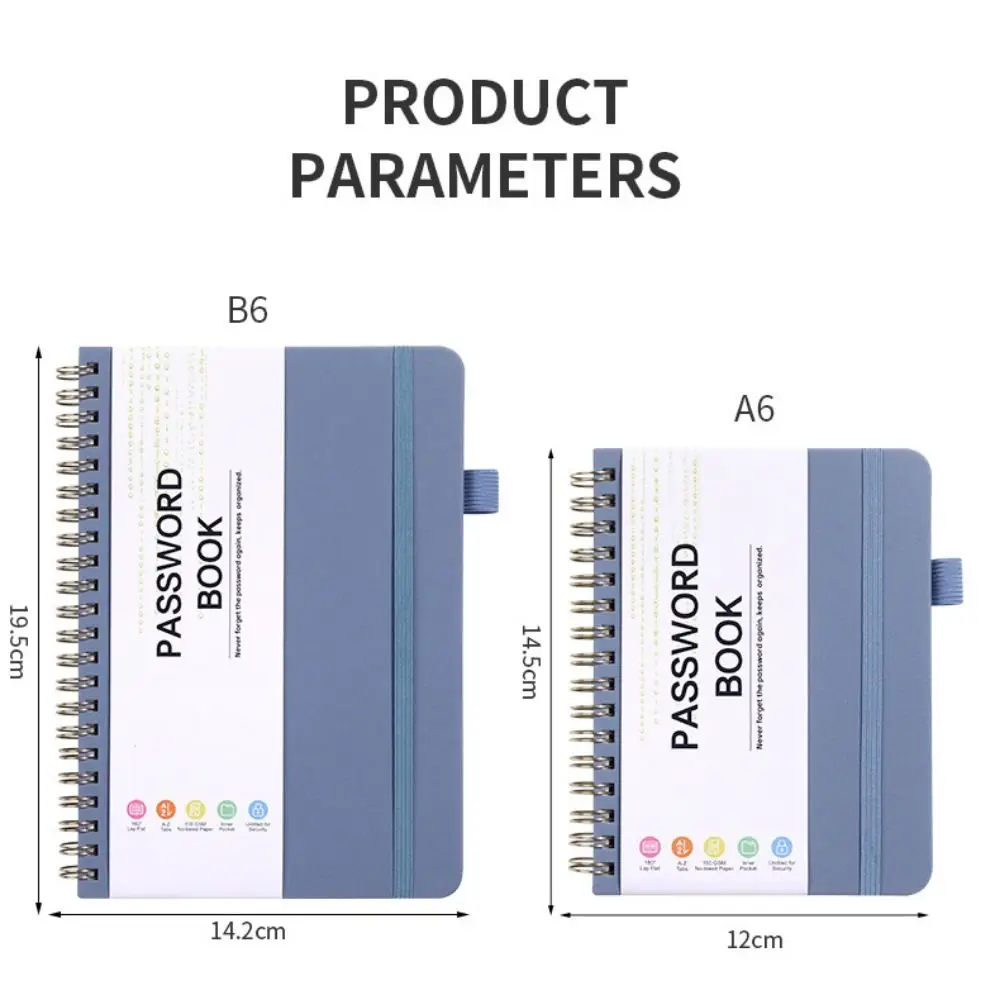 Livre de garde-mot de passe de poche avec onglets alphabétiques, taille d'horizon et de dieux, porte-plume, carnet portable, livre à bobine
