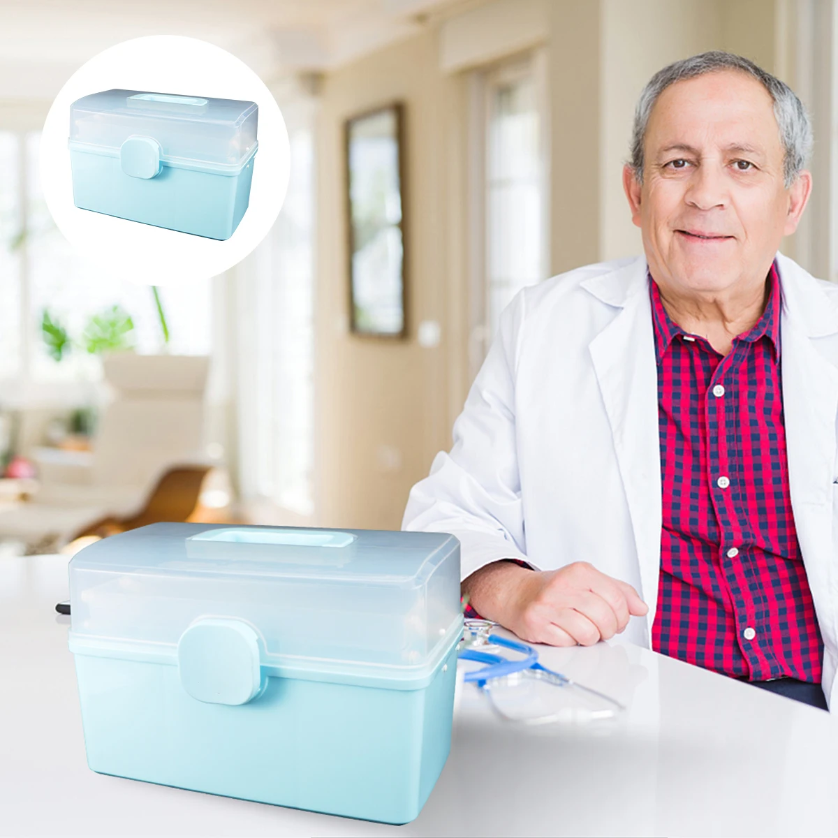 

Large Medicine Box With Handle Portable Medical Organizer Multi-Layer Storage Container Household Emergency Medication Case