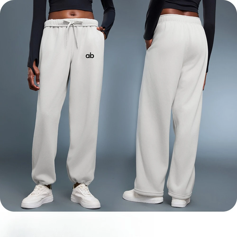 Women Fleece Jogger Pants High Waist Drawstring Loose Cuffed Sweatpants Warm Winter Casual Sports Long Trousers