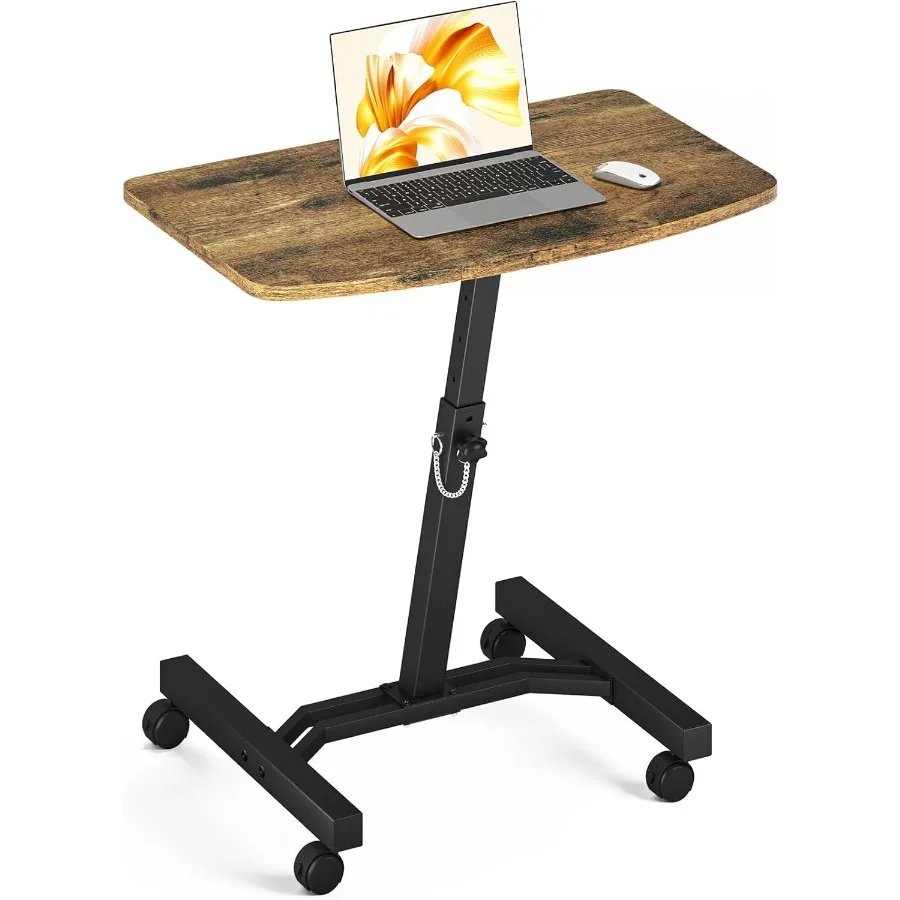 Klvied Rolling Desk Adjustable Height Mobile Laptop Desk for Couch Laptop Cart for Standing or Sitting Portable Desk on Wheels