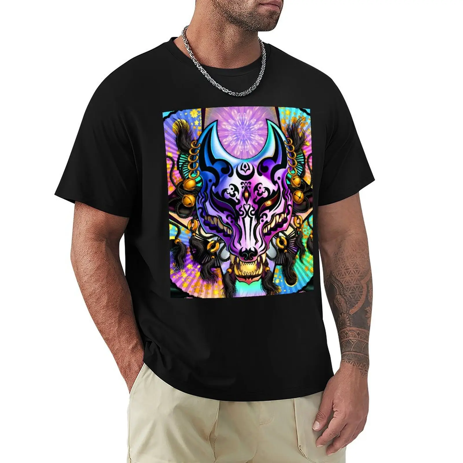 

Harajuku Pastel Kitsune, Fox Mask T-Shirt baggy shirts oversized t shirt t shirts for men cotton